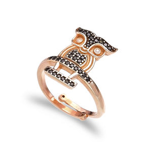 Bague en argent Sterling 925 pour femme, accessoire féminin ajustable et ouvert, Design de hibou, tendance, vente en gros, fait à la main, vente en gros - Product Image 1