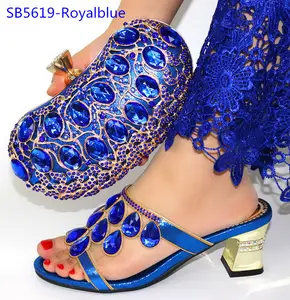 빛나는 royalblue 신발 일치하는 가방 2.60 인치 이탈리아 신발 및 가방