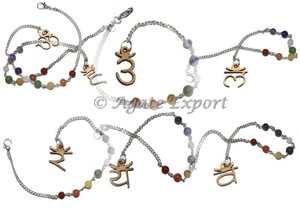 Seven Chakra Sanskrit Symbols Pendulum Chain Set Agate Export Cord-027 - Product Image 2