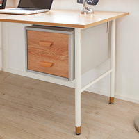 Bureau d'ordinateur portable à cadre circulaire, mobilier de bureau et de maison, design moderne en métal et bois, réglable en hauteur, finition poudrée