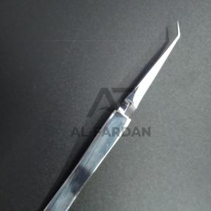 Pince à épiler professionnelle d'extension de cils en acier inoxydable pointue privée personnalisable à 45 degrés argent poli durable - Product Image 4