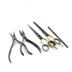 Kit de extensión definitivo negro y dorado de alta calidad, herramientas de extensión de cabello de acero inoxidable con alicates de alta calidad - Product Image 2