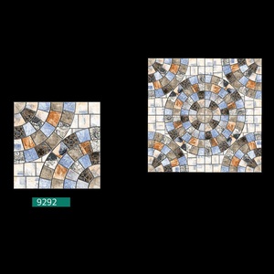 Carrelage de sol en porcelaine rustique multicolore avec petites pierres rondes 40x40cm - Product Image 1