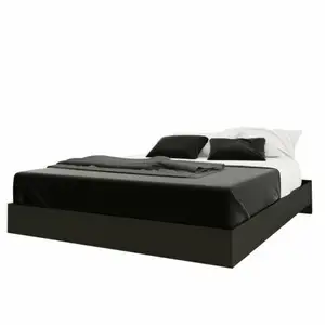 Id Usa Queen Bed Black With Melamine Paper Laminate Finish For Living Room Luxury Style