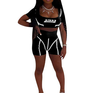 Chándales de ajuste seco para mujer, trajes de chándal reflectantes de 3M para mujer con impresión de logotipo personalizado - Product Image 2