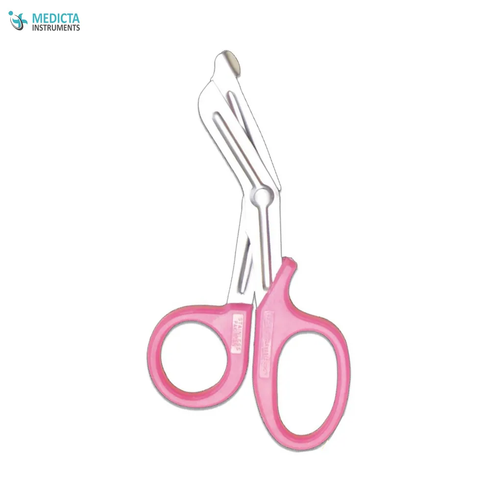 Pink Plastic Handle Universal Bandage Scissor - Single Use Medical Scissors