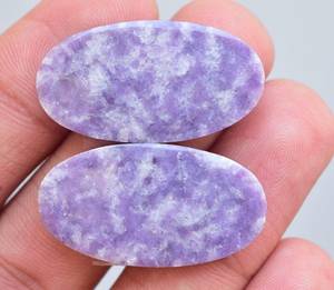 Cabochon de pierre précieuse violette, 1 paire de pierres précieuses, en lépidolite naturelle, pour boucles d'oreilles, piston ample, vente en gros - Product Image 5