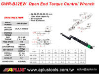 Llave de Impacto Neumática APLUS GWR-B32EW con Control de Torque, 24NM de Torque, 115RPM, Verde, Certificación ISO9001