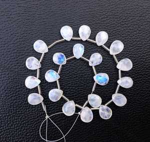 Perles en forme de poire à facettes en pierre de lune arc-en-ciel naturel de haute qualité blanc avec bleu Flashy pour la fabrication de bijoux Bracelet collier - Product Image 3