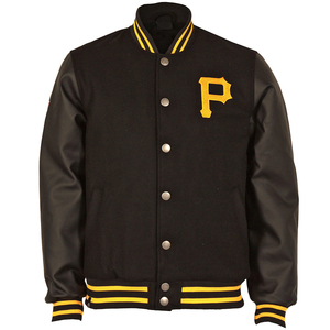 Manga de cuero genuino de vaca con cuerpo de lana premium personalizada temporada de invierno la mejor venta collage béisbol varsity bomber chaqueta - Product Image 3