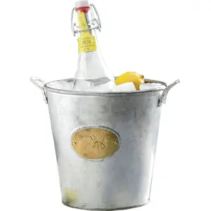 Grosir Alat Bar Bir Anggur Sampanye Pendingin Logam Galvanis Es Ember/Ember Minuman dengan Logo dan Pegangan Kustom
