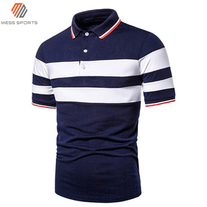 Polo pour homme à blocs de couleur, manches courtes, tricoté, décontracté, design rayé, noir, blanc, gris - Product Image 3