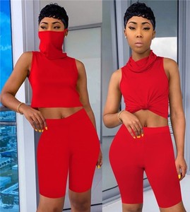 Sudadera con capucha sin mangas para mujer, chaleco con estampado de letras, Top y pantalones cortos con encaje lateral - Product Image 2