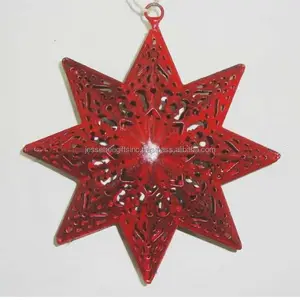 金属片圣诞壁挂八角星红色粉末涂层整理网设计家居装饰