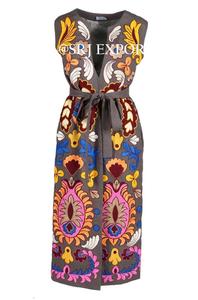 Evocative-Chaqueta larga sin mangas estilo Banjara, Bohemia, Tribal, bordada, multicolor - Product Image 2