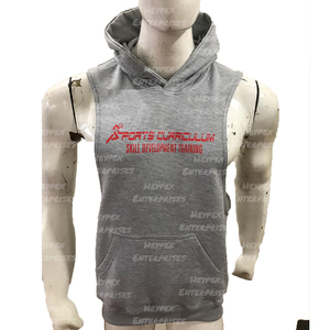 Débardeur à capuche pour hommes de haute qualité confortable gilet d'entraînement de gymnastique personnalisé respirant coton et Polyester Singlet - Product Image 4