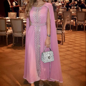 ---- TRENDY-NEW--CAFTAN vestido con hermosa. Embellecida en cuentas de vidrio cristal piedra trabajo. Para. La fiesta-ropa de boda. 2021 - Product Image 1