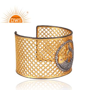 Red and White Zircon Set <b>Bangle</b> Jewelry Wholesale Dusky Glory <b>Gold</b> <b>Plated</b> Silver 925 Wide Cuff <b>Bangle</b> Classic Collection - Product Image 2