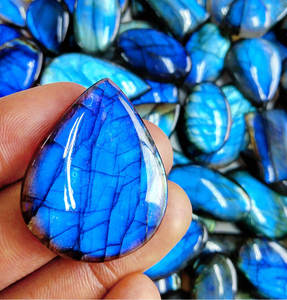 Quyanre — pneu de vélo taille Labradorite naturelle, mousse de lumière flash bleue, lisse par lot de Cabochon, imperméable - Product Image 2