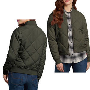 Blouson bombardier matelassé hydrofuge durable pour femmes revêtement en polyuréthane respirant avec col en tricot côtelé manchette taille pour adultes - Product Image 3