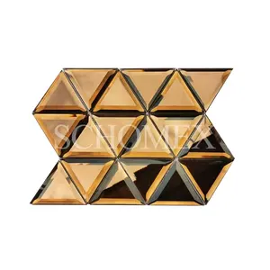 Escolmex espelho de ouro prata triângulo irregular, vidro chanfrado telhas para decoração