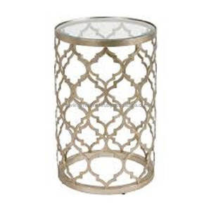 Tavolo marocchino con polvere d'oro rivestito in metallo e vetro Top di fantasia Designer per salotto tavolini decorazione - Product Image 1