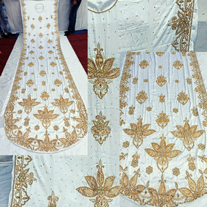 Gran oferta 100% Satén de seda Dirac vestido de novia bordado orgánico tela satén somalí diseños personalizados suave cómodo - Product Image 4