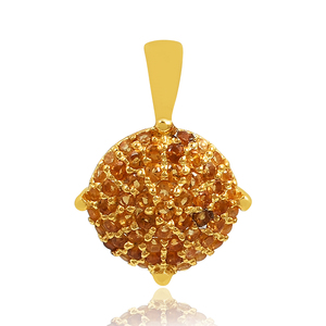 High quality gold plated 925 sterling silver <b>citrine</b> natural gemstone hip hop pendant necklace - Product Image 1