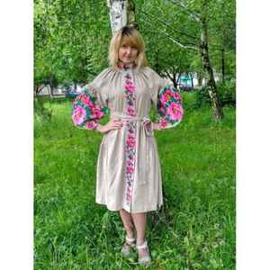 2021 Boho gótico Floral patrón Maxi vestido bordado borla manga larga Casual estilo ucraniano 100% algodón verano Mini LO para - Product Image 1