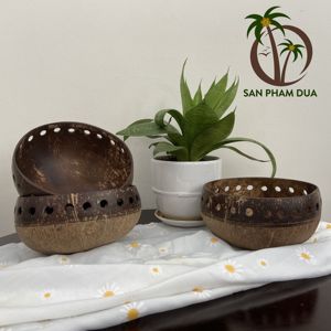 Bol de fruits à salade en bois de noix de coco artisanal/fait à la main bol en coquille de noix de coco pour la décoration intérieure vente en gros à bas prix - Product Image 5