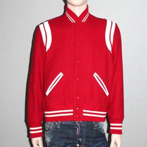 Mode Varsity Veste Mélange De Laine Contraste Manches Streetwear Style Rétro Collège Style Chaud Veste Décontractée Bomber Veste - Product Image 5