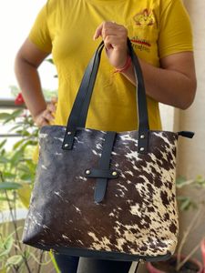 กระเป๋าโท้ทหนังวัวแท้งานตะวันตกทำมือกระเป๋าโท้ทใบใหญ่หนังวัวสไตล์วินเทจหนังวัว100% กระเป๋าช้อปปิ้งสุดหรู - Product Image 2