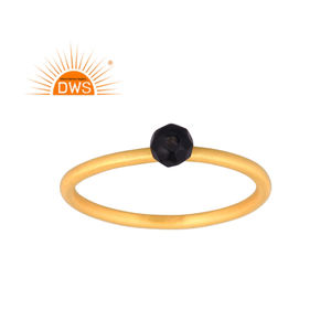 แหวนพลอยโอนิกซ์สีดำธรรมชาติชุบทอง18K 925ผู้ผลิต - Product Image 1