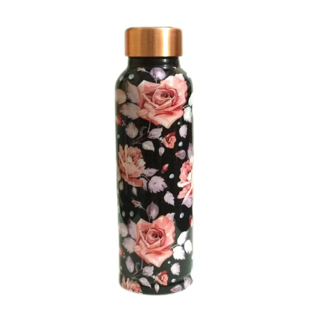 New Arrival floral painted copper water bottle printed copper water drinking bottle for home hotels and wedding decor