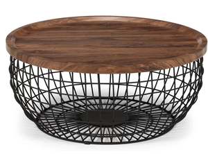 Mesa de centro de madera y hierro de diseño moderno para muebles de oficina en casa - Product Image 6