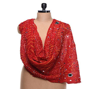 Dupatta en coton 60 cm, jaigri, avec dentelle - Product Image 2