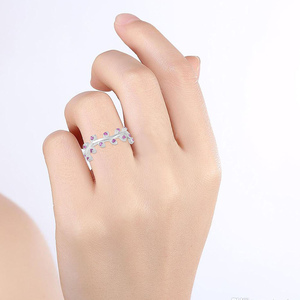 Best Seller Natural Pink Sapphire Gemstone Leaf Tree Bunch Band Sólido Puro 925 Anillo de plata esterlina Joyería fina para ella - Product Image 3