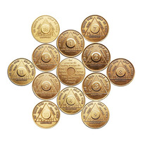 Jetons de médaille en métal émaillé noir personnalisés AA, jetons de sobriété