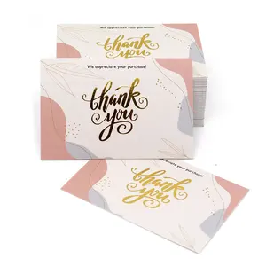 Gold Foil Purple White Black Colors Custom Thank You Card For Supporting My Small Business