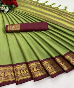 Banarasi Seda Sarees Fiesta Desgaste Boda Indio Étnico - Product Image 4