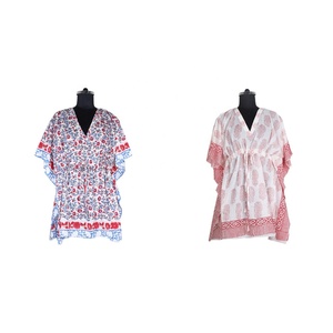 Caftán corto estampado de la India para mujer, playa, venta al por mayor - Product Image 1