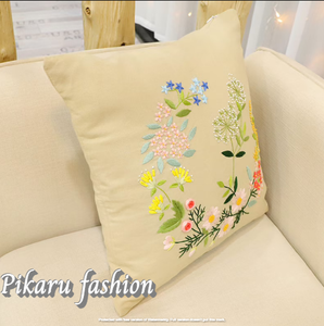 Funda De Almohada bordada Floral de alta calidad de 18x18 pulgadas con mangas, funda de cojín de algodón personalizada para decoración del hogar - Product Image 4