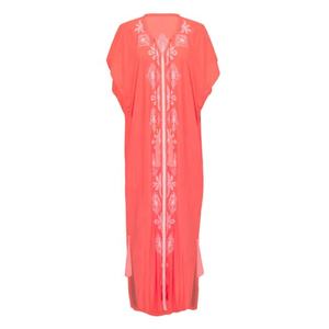 Attractive Ladies Cover Up With <b>Sexy</b> Side Slit Bohemian Monogram Print Embroidered <b>Women</b> Swimsuit Cover Up Caftan <b>Dress</b> - Product Image 2