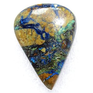 Azurite Malachite อัญมณีหลวมรูปร่างลูกแพร์ธรรมดา Cabochon ธรรมชาติที่มีคุณภาพดีสำหรับการทำเครื่องประดับ - Product Image 3