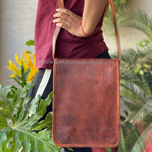 Bolso de mano Vintage de cuero de cabra, bolsa de hombro de 9x11 pulgadas, marrón, marroquí - Product Image 4