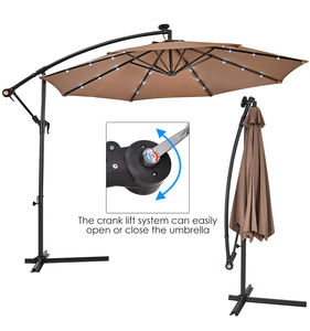Sombrilla de sol con luz Led Solar para exteriores, parasol de mercado con cubierta colgante, color marrón claro, 10 pies - Product Image 1