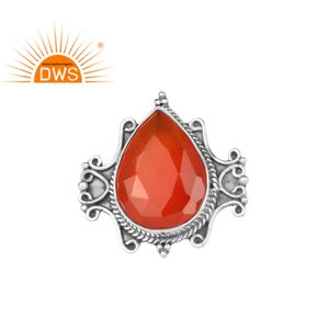 Boohoo-Anillo de cóctel de GEMA de ónix roja Natural, proveedor de joyería oxidado, diseño de plata 925 - Product Image 1