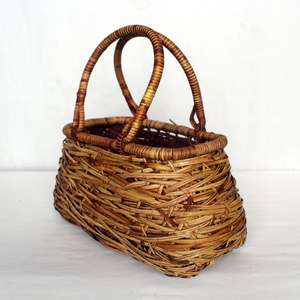 Bolso de paja de ratán natural vintage con dos asas Tipo de cierre abierto - Product Image 2