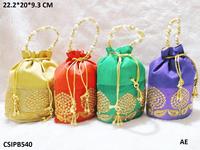 Pochette Potli de mariage, sac à main traditionnel indien, pochette de soirée, pochette de mariée, pochette bohème pour femme avec cordon de serrage et perles, 7 pouces