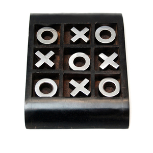 Caja de madera marrón con tapa de vidrio, juego de madera con punta tac, Tic toe, madera y metal - Product Image 3